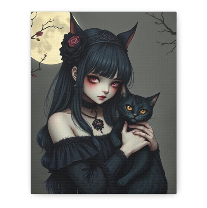 Dark Rose Witch Fantasy Wall Art for Gothic Home Decor