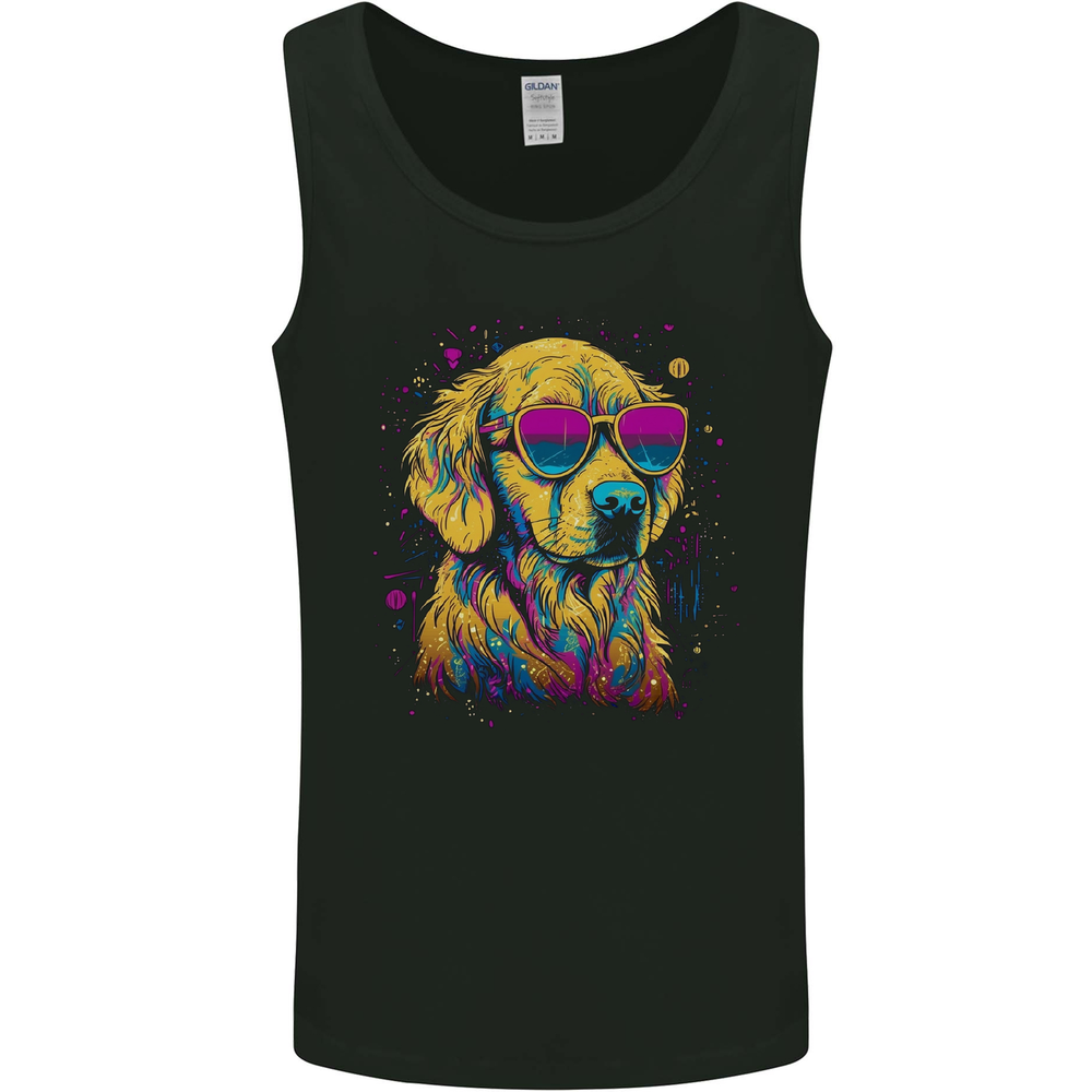 Retrowave Golden Retriever Dog Mens Vest Tank Top