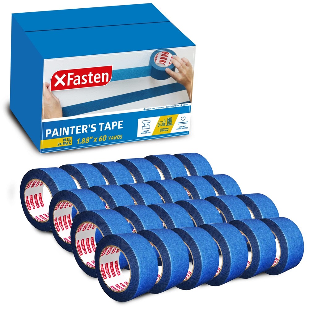 XFasten Blue Painters Tape Bulk, 1.88 Inch x 60 Yards, 1440 Yards Total (24-P...