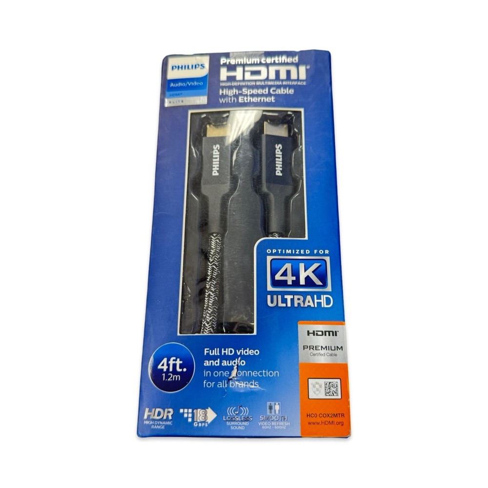 Philips Premium High-Speed HDMI Cable 4ft Ethernet 4K UltraHD Clearance Sale-image