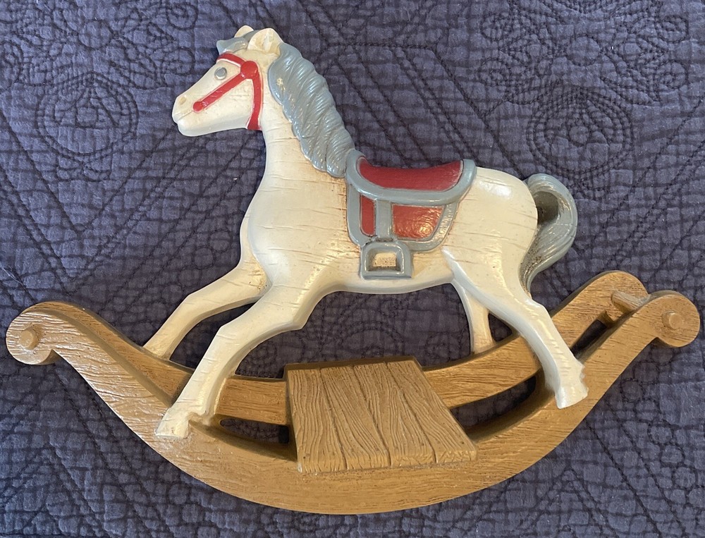 Vintage 80s Burwood Products 13” Rocking Horse Hanging Wall Plaque