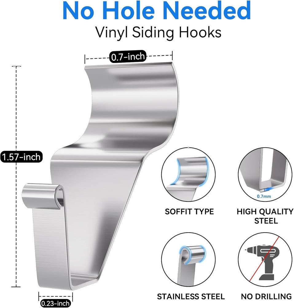 Heavy Duty Vinyl Siding Hooks 10 Pack for Hanging Outdoor Decor