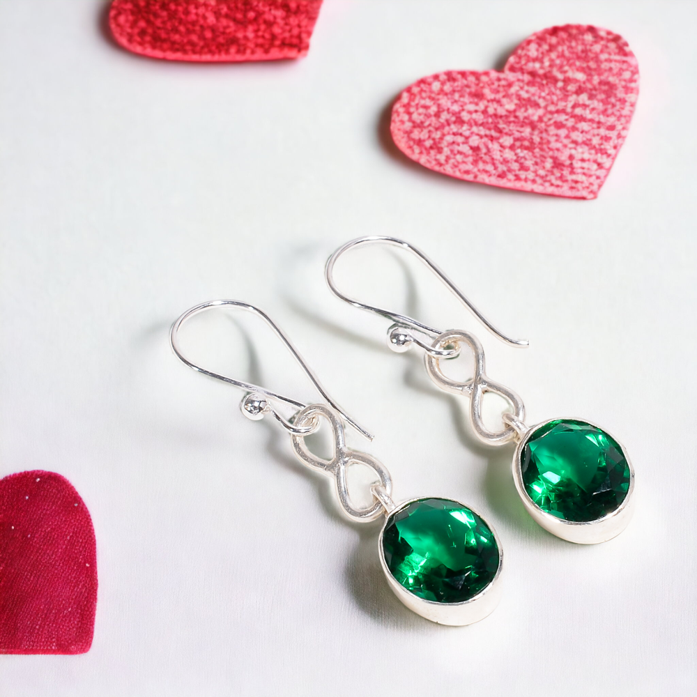 Chrome Diopside Dangle Earrings in 925 Silver for Her Anniversary