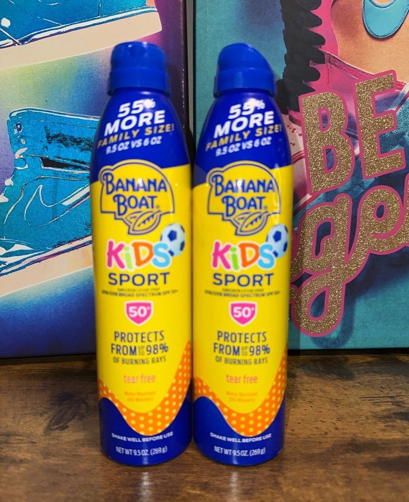 Banana Boat Kids SPF 50 Sport Sunscreen Lotion Spray Twin Pack 9.5oz Family Size