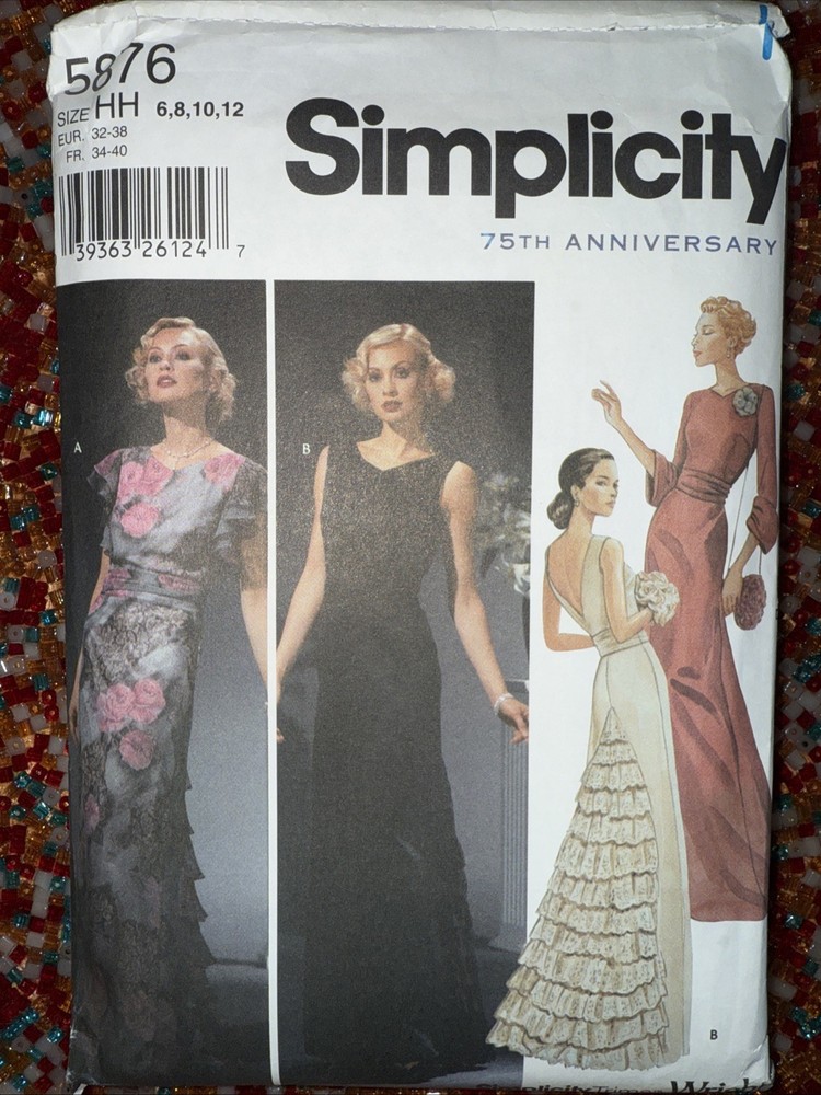 Simplicity Pattern 5876 Misses Retro Evening Dress, Cummerbund, & Bag 6-12 UNCUT