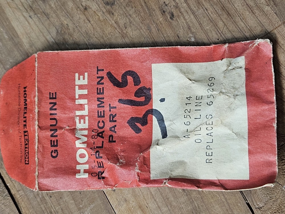 New Old Stock Homelite Oil Line Part # A-65214