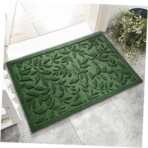 Green Leaves Absorbent Doormat for Indoor Outdoor Use 17x30 Leaf-Green