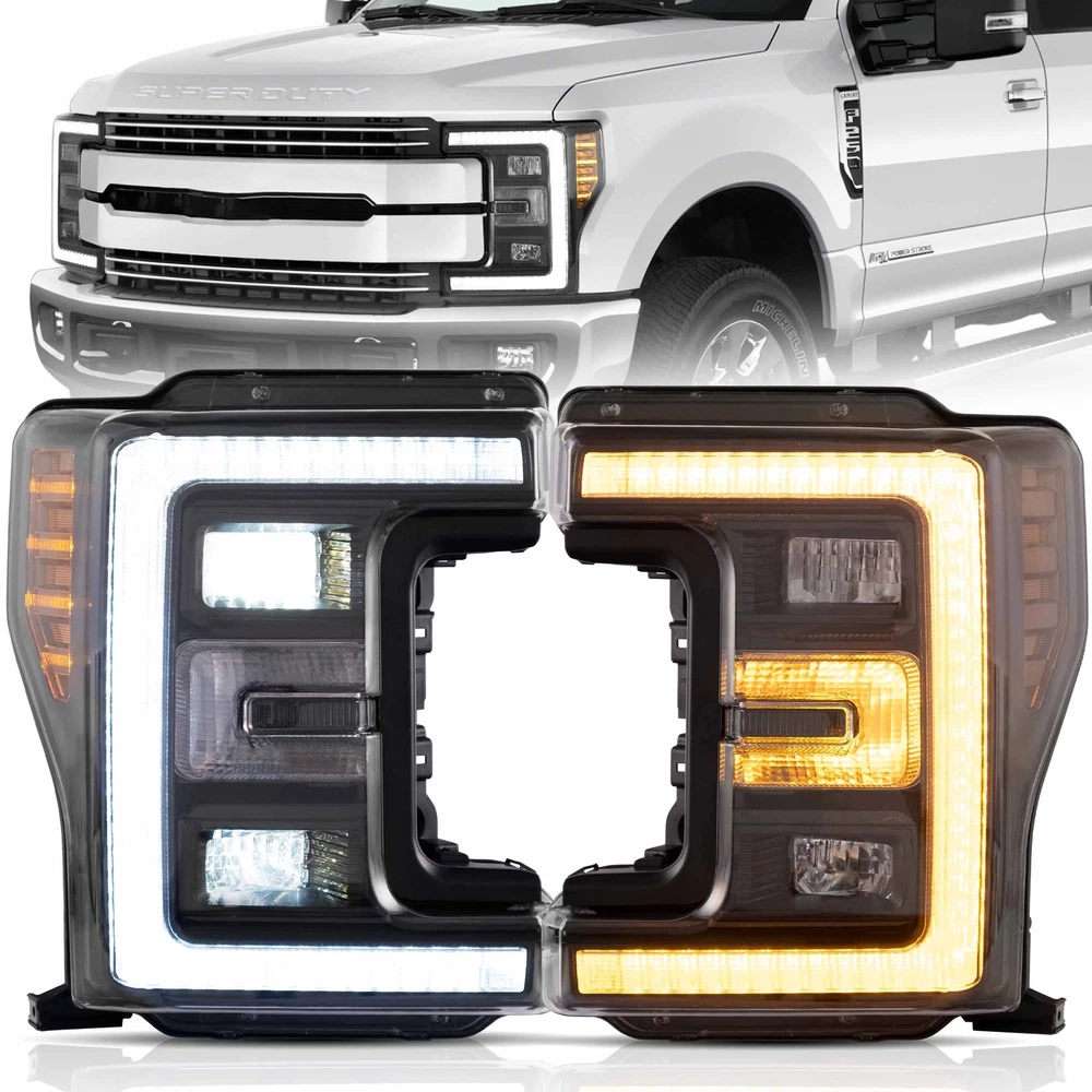 VLAND LED Sequential Headlights For 2017-19 Ford F250 F350 F450 F550 Super Duty