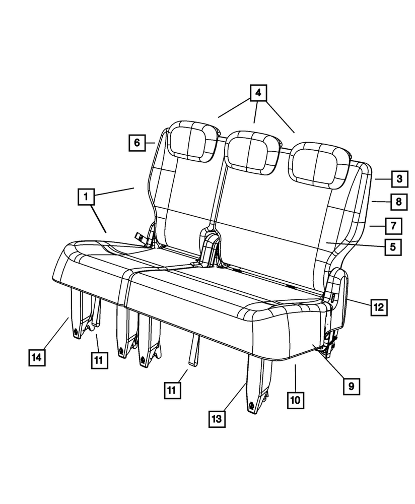 Genuine Mopar Right Rear Seat Cushion Cover & Pad 1NJ021D5AA