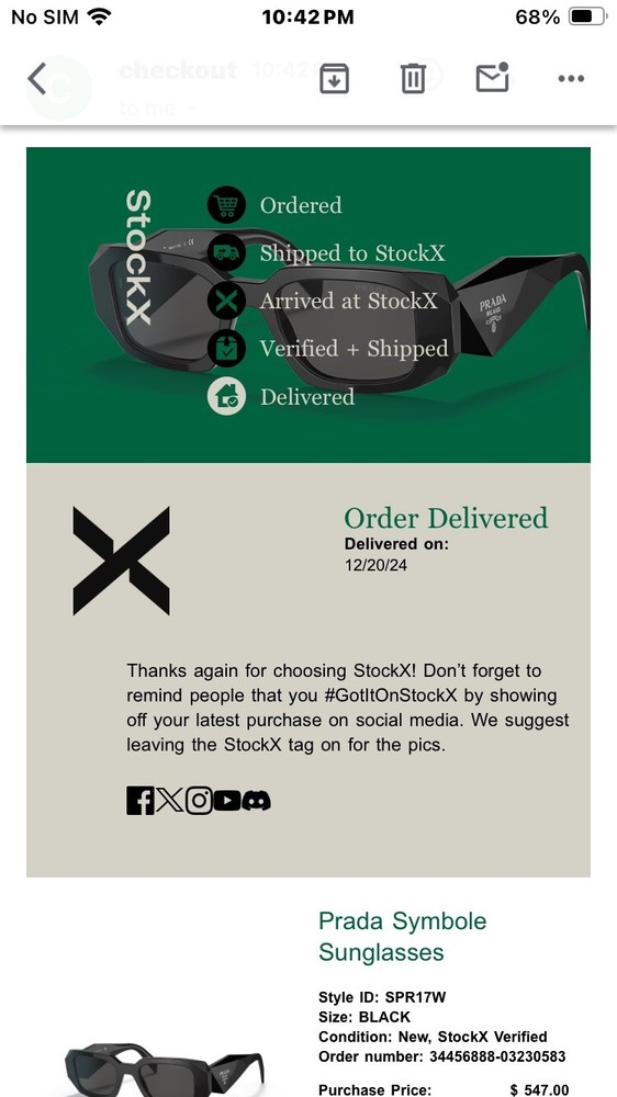 Prada PR17WS 1AB5S049 Womens Sunglasses 49mm Black Dark Grey Lens