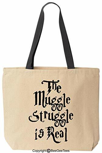 The Mug Strug Is Real Funny Wizard Reusable Canvas Tote Bag (Black Handle)