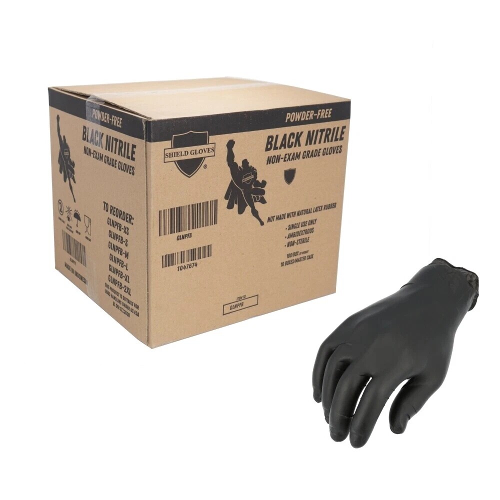 36000-Piece Black Nitrile Industrial Gloves 5 Mil Latex-Free Bulk Pack
