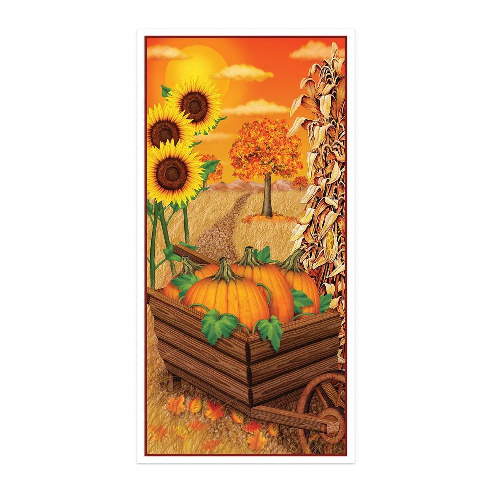 Beistle Autumn Thanksgiving Door Cover - Seasonal Party Decoration Fall Decor