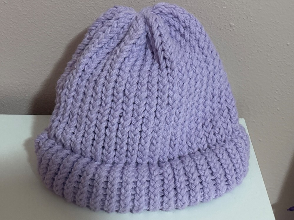 Purple knit beanie for men and women