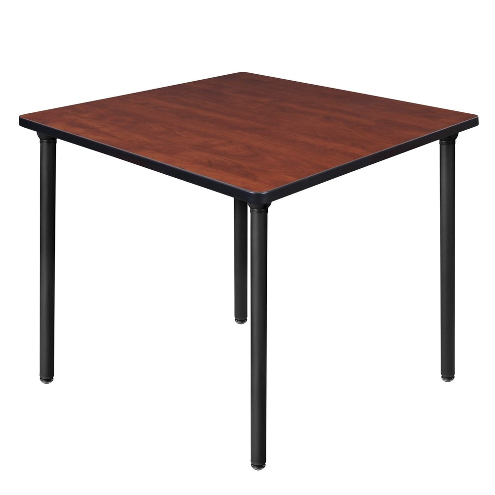 Kee 36 Inch Square Folding Breakroom Table in Cherry and Black