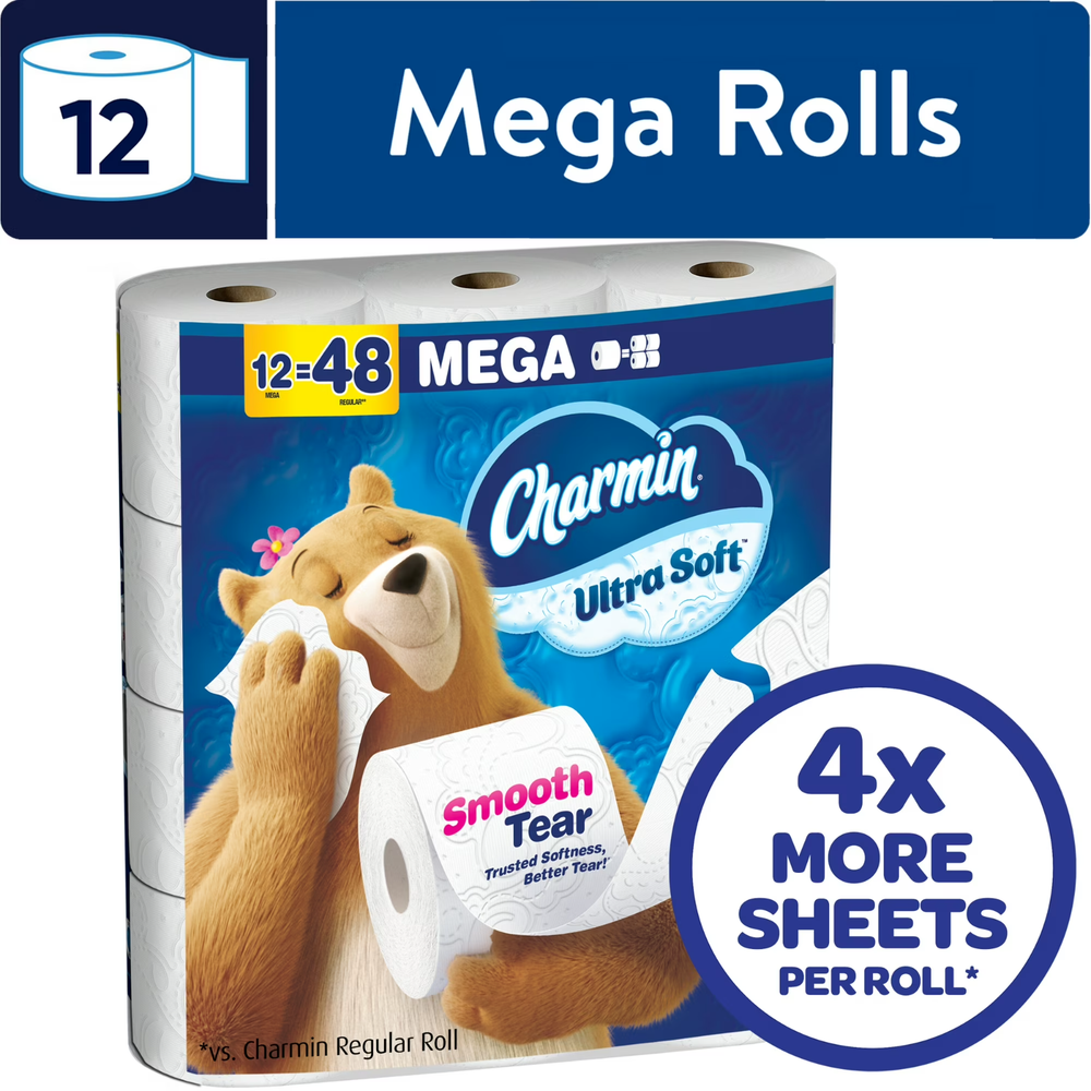 Charmin Ultra Soft Toilet Paper – 12 Mega Rolls, 224 Sheets Each
