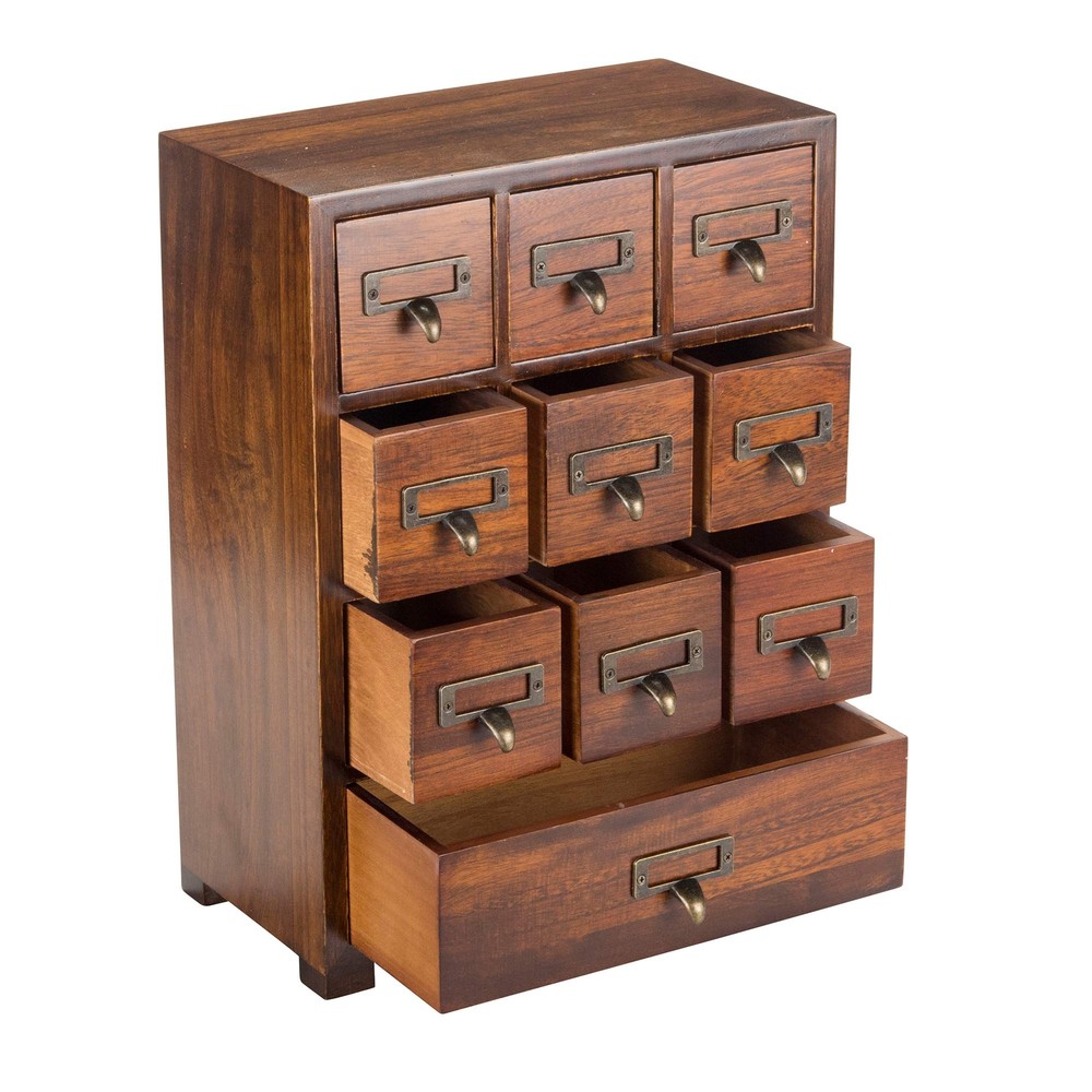 Library Card Catalog Solid Wood Small Curio Cabinet l Retro Storage Organizer...