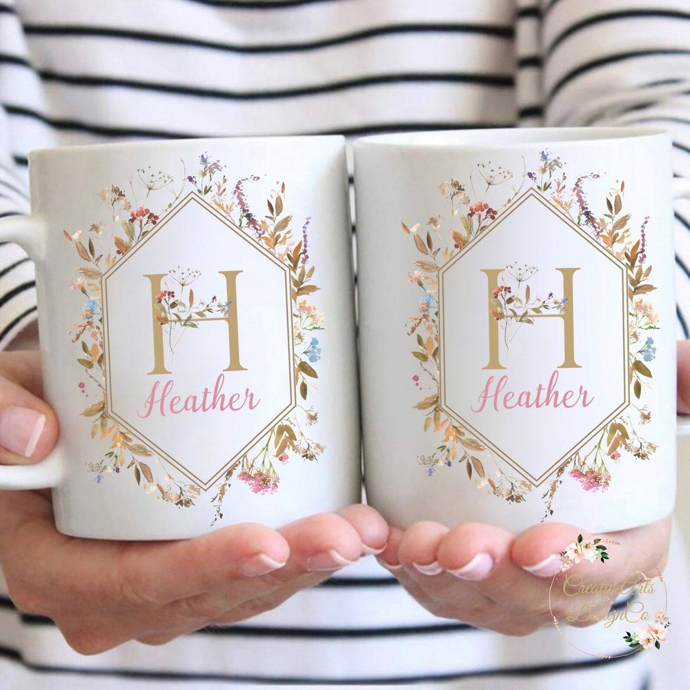 Wild Field Fall Flowers Personalized Coffee Mug Floral Ceramic Mug Custom Name