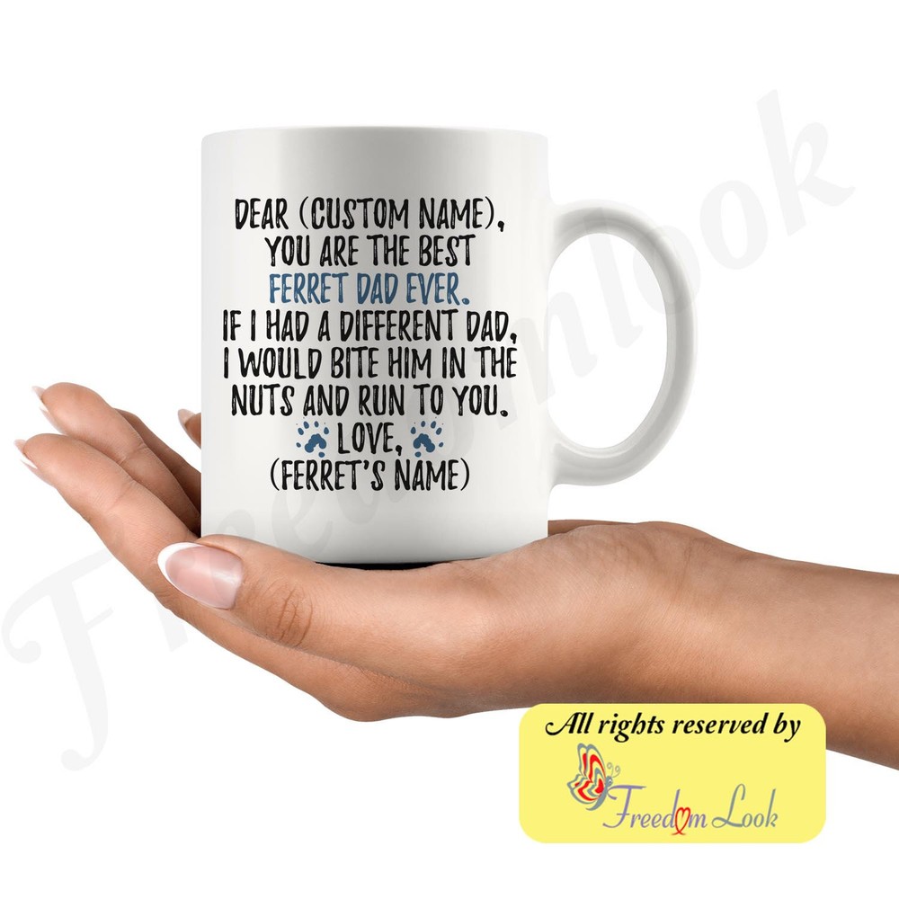 Personalized Ferret Dad Gifts Ferret Animal Dad Coffee Mug Ferret Owner Gift