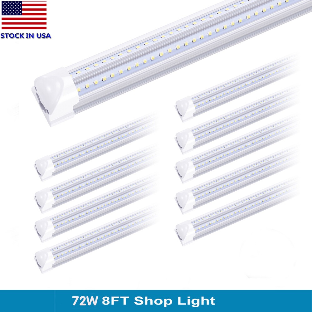 8FT Led Tube Light 72W 8 Foot T8 Integrated 8' Led Shop Light Warehouse Fixture