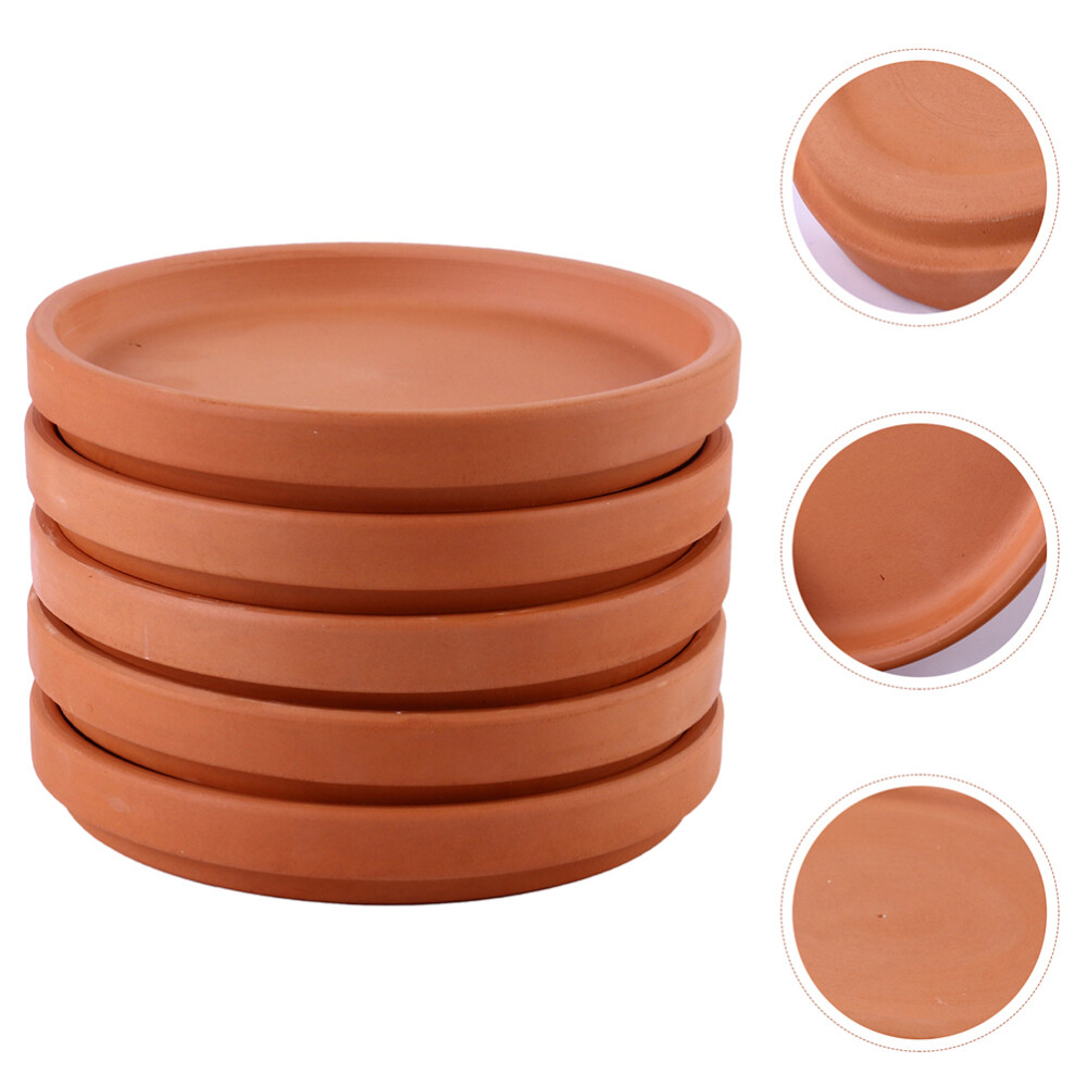 5pcs Terracotta Flower Pot Tray Ceramic Plant Saucers Round Flowerpot Tray