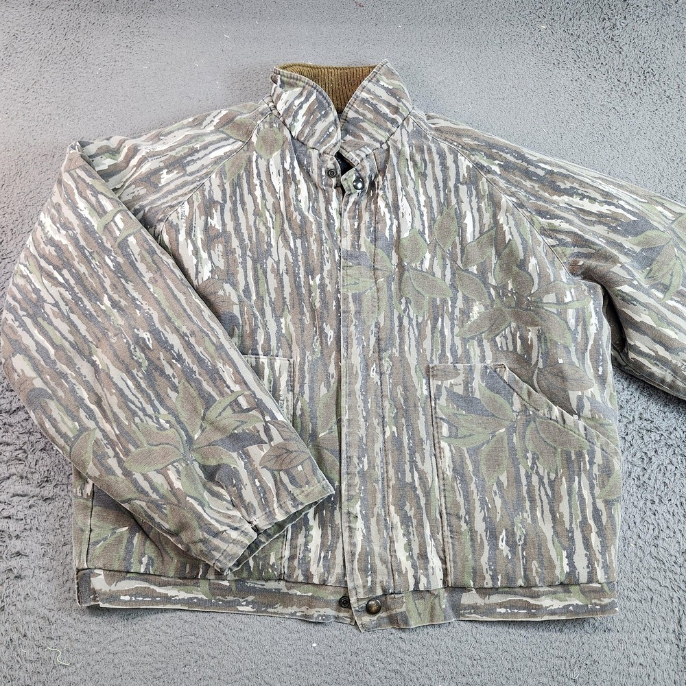 Vintage Sports Afield Jacket Mens Large Green Camo Canvas Insulated Hunting USA