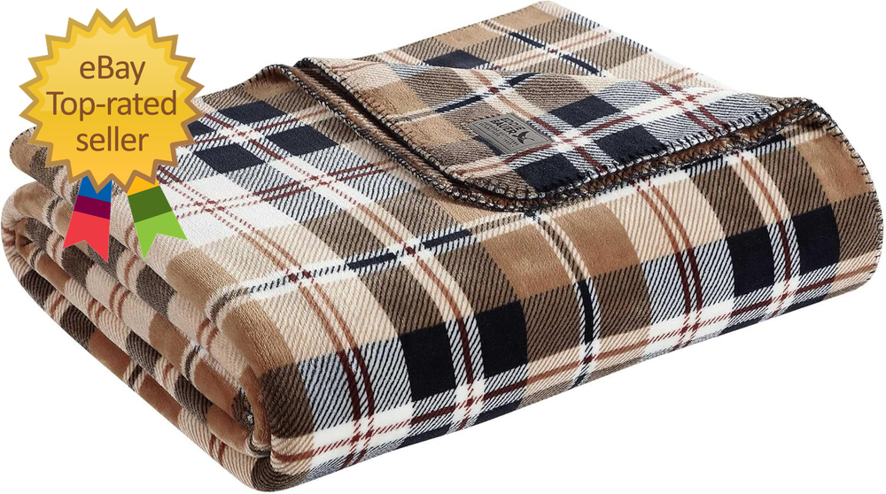 Reversible King Plaid Plush Blanket - Oeko-Tex Certified Cozy Home Decor