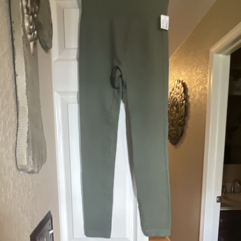 maurices Super High Rise Ankle Leggings Green Medium Regular Nylon Spandex