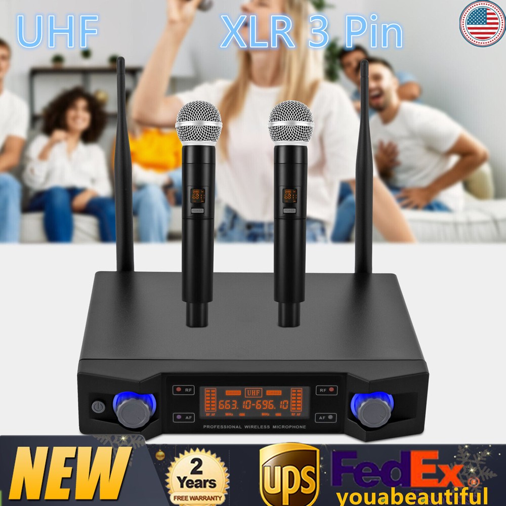 Fit  SM58 Cordless Mic Set UHF Professional Dual Wireless Microphone System