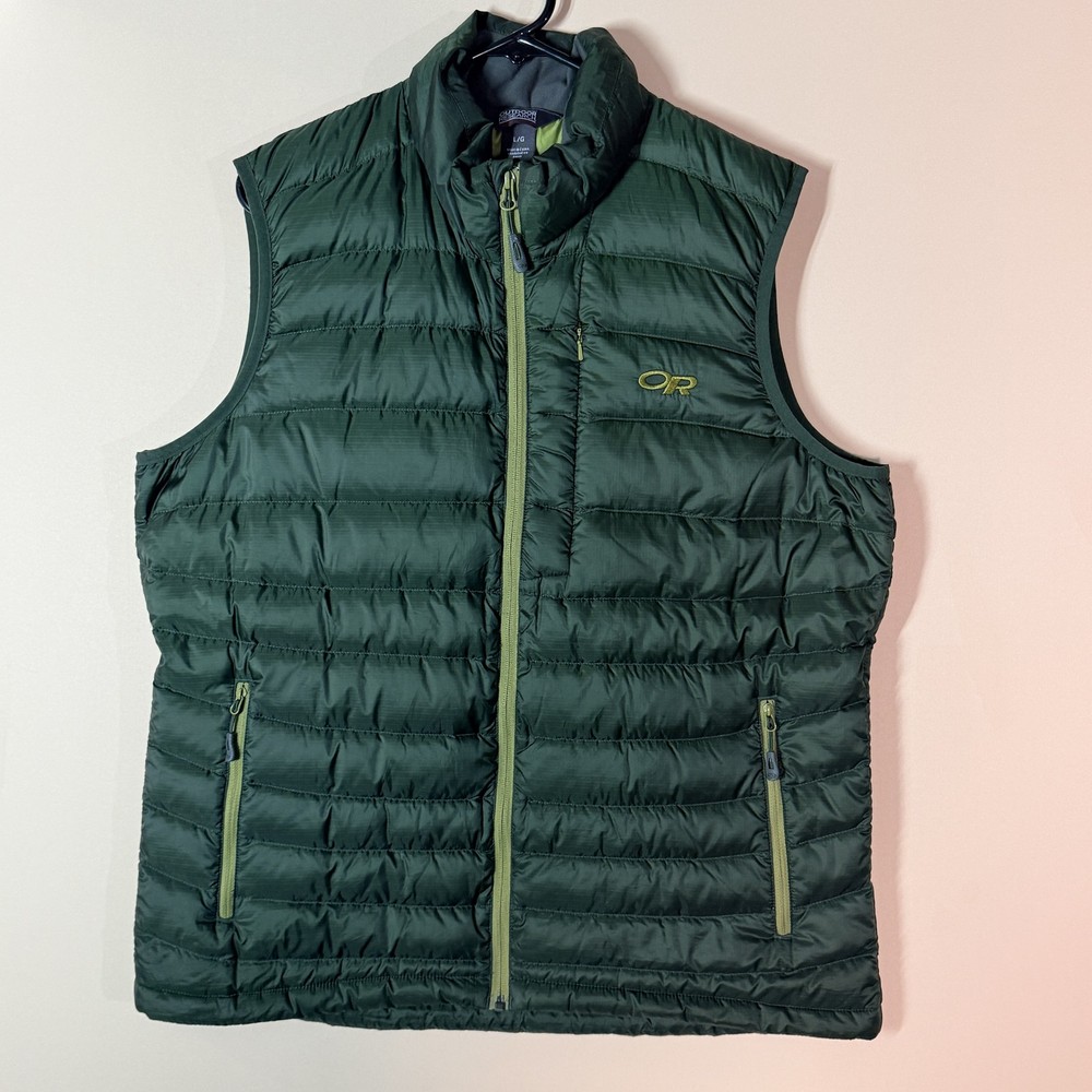Outdoor Research Transcendent Goose Down Puffer Vest Forest Green Men's Large L