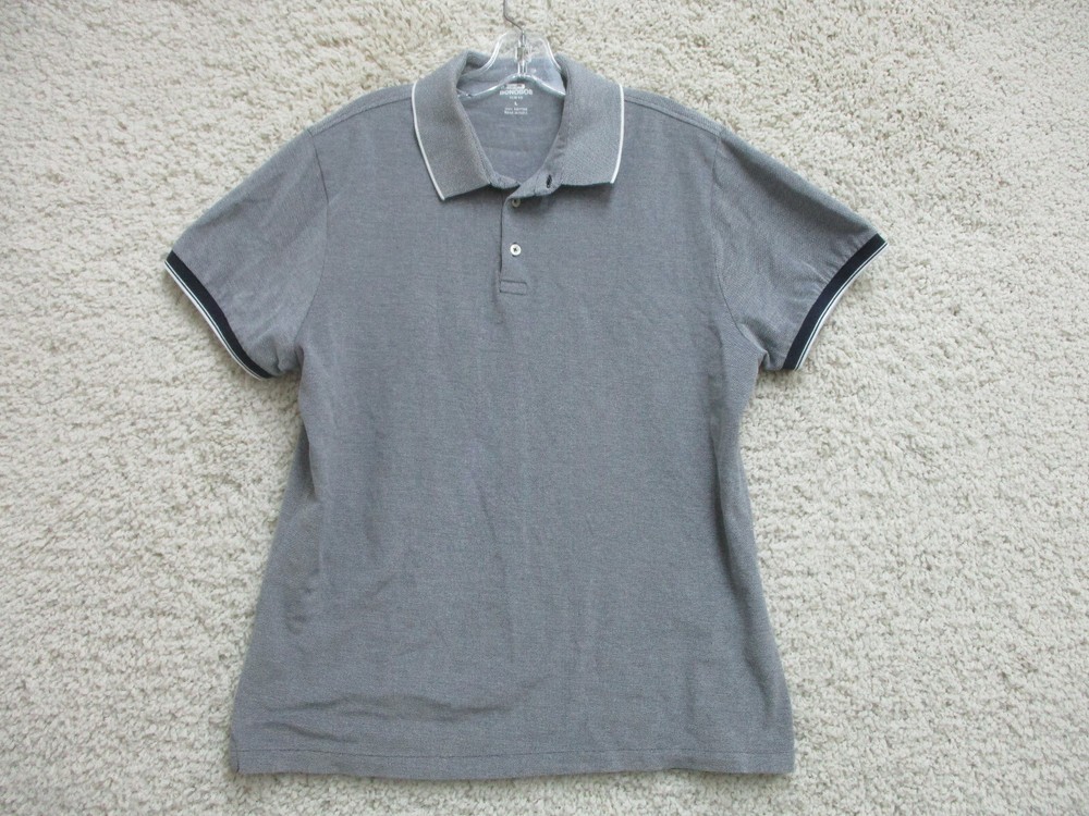Bonobos Polo Shirt Large Adult Gray Slim Fit Casual Logo Stretch Cotton Mens L