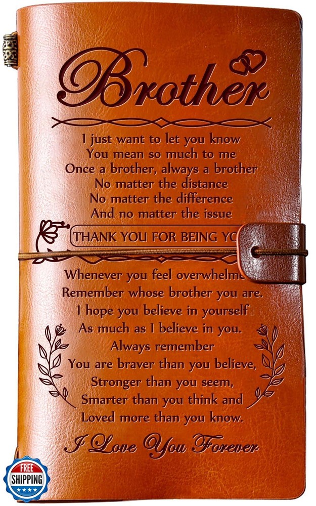 Fathers Day Leather Travel Journal for Brother from Sister 140 Pages-image