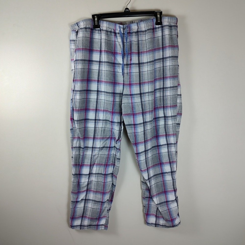 Autica Mens Gray Plaid Fleece Pajama Pants XL Cozy Lightweight