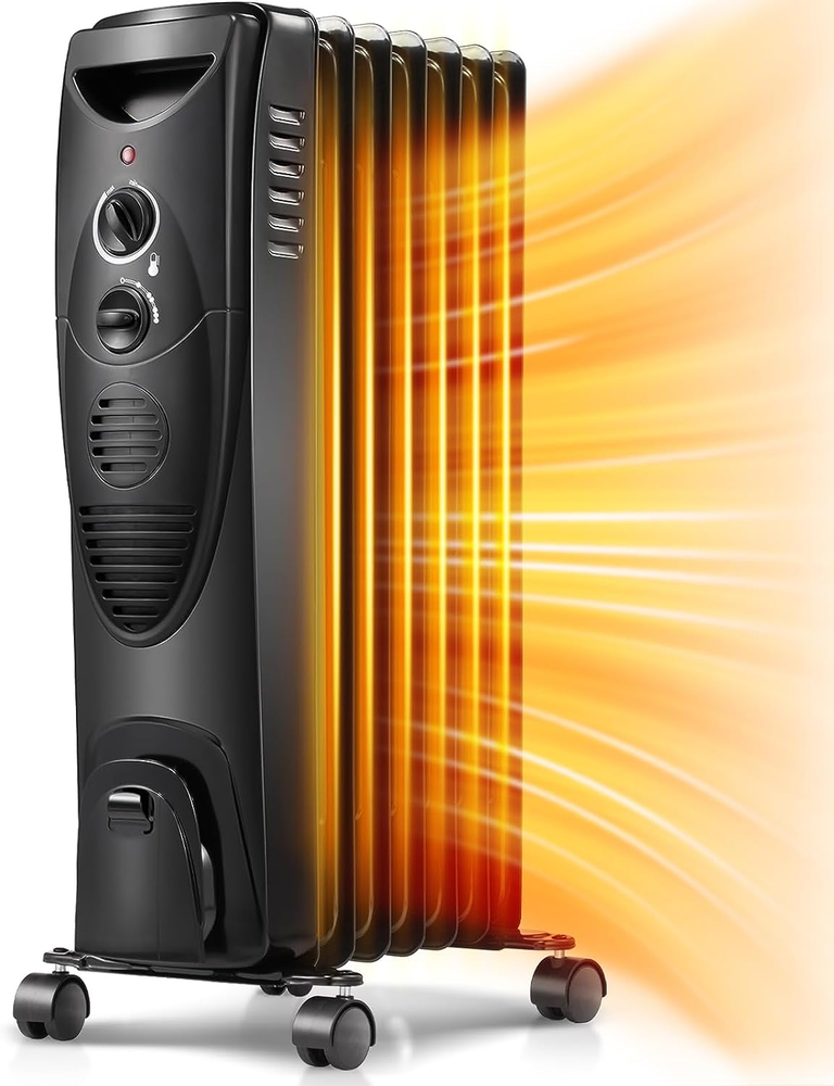 Portable Oil-Filled Electric Radiator Heater with 3 Adjustable Heat Settings