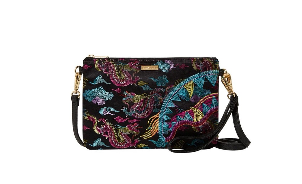NEW SPRAYGROUND EMBROIDERED DRAGONS CROSSOVER CONVERTIBLE CLUTCH **SOLD OUT**