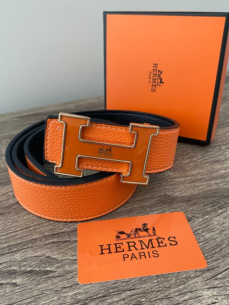 Hermes Reversible H Buckle Belt in Orange Size 30-32