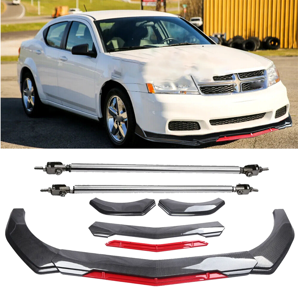 Carbon Fiber Front Bumper Lip Spoiler Splitter Strut Rod for Dodge Avenger
