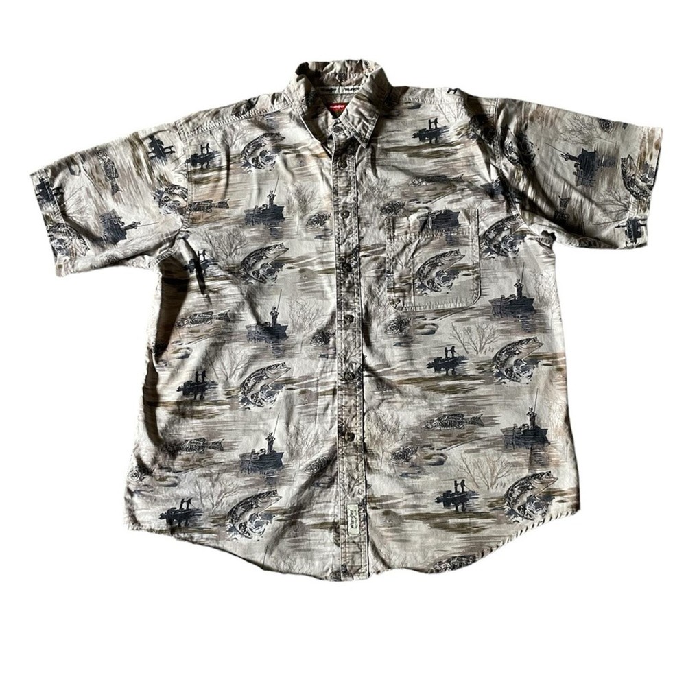 Wrangler Mens Hero Outdoor Gear Fisherman button down shirt Size Large