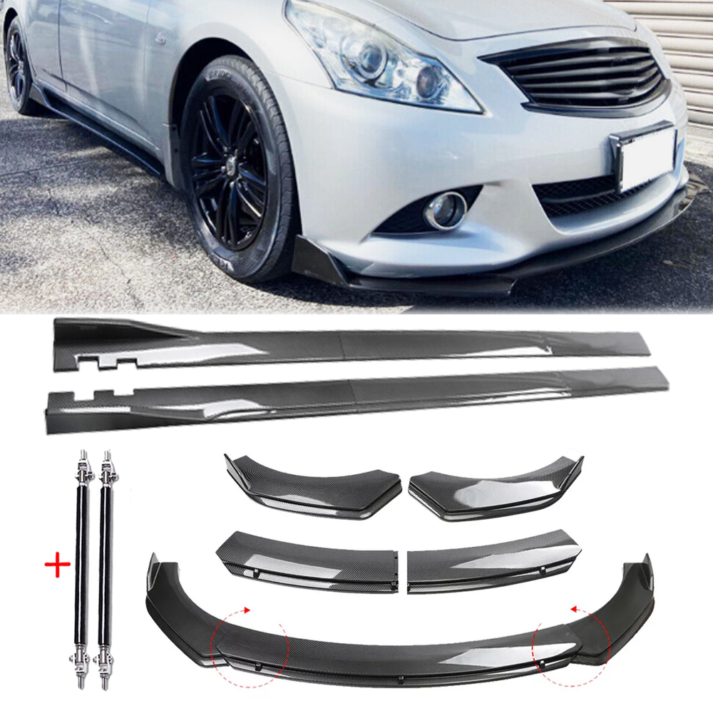 Nissan Altima Carbon Fiber Front Lip Spoiler Bumper Body Kit with Strut Rod