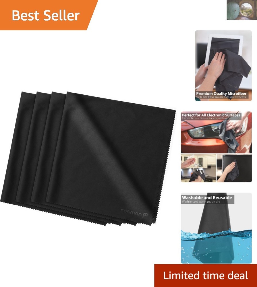 Ultra-Soft 4-Pack Microfiber Cloths for Screens & Glass Cleaning