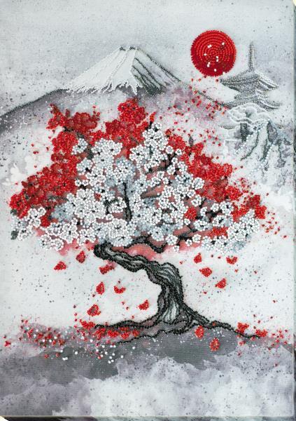 Bead embroidery kit Hanami needlework kit Art canvas beadwork pattern