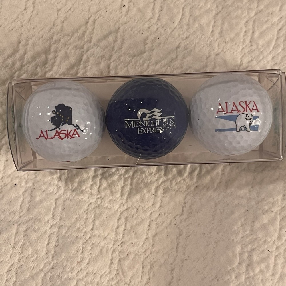Alaska Midnight Sun Express Rail Golf Balls with Polar Bear and Map Design - Gift Pack