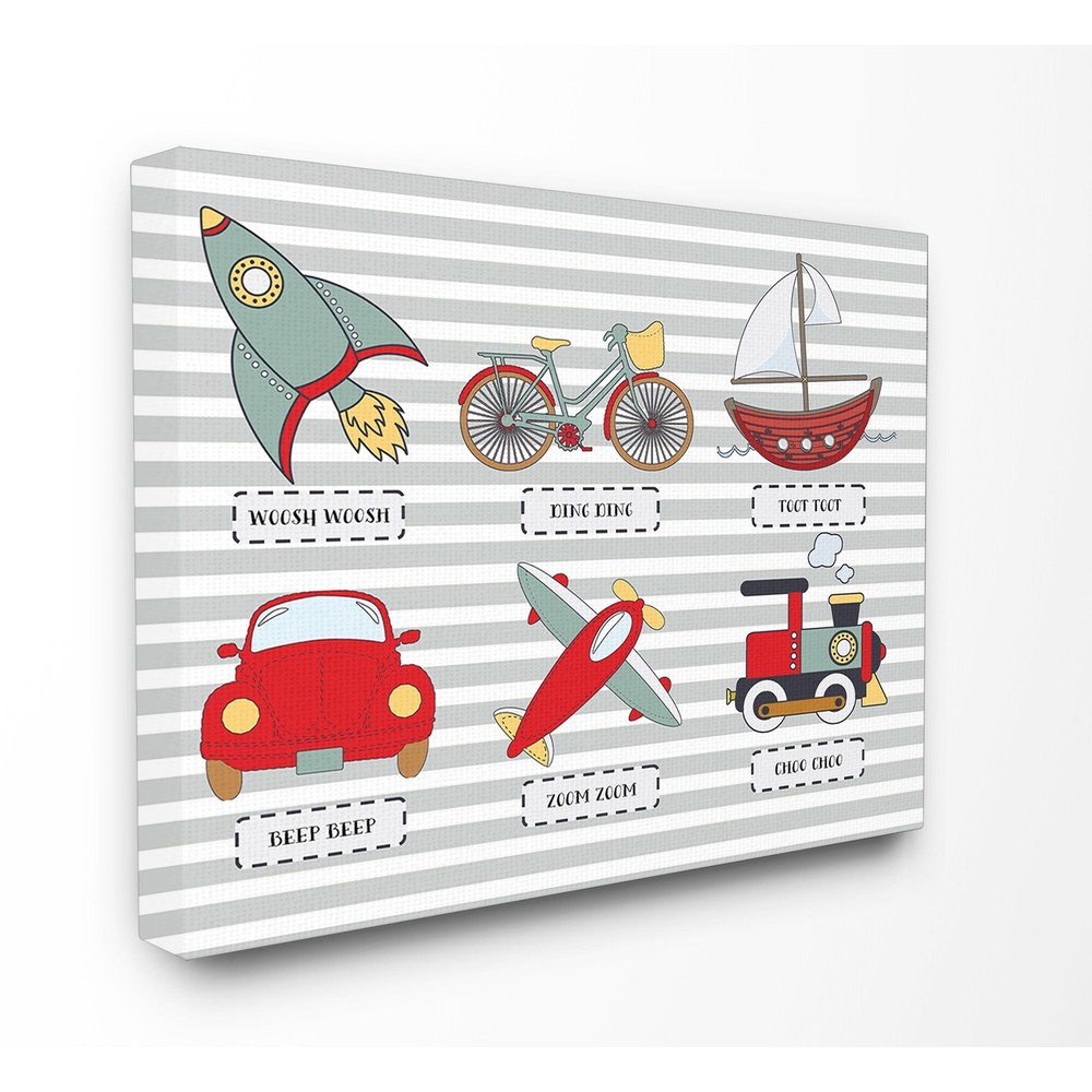 Stupell 'Transportation Icons and Noises' Stretched Canvas