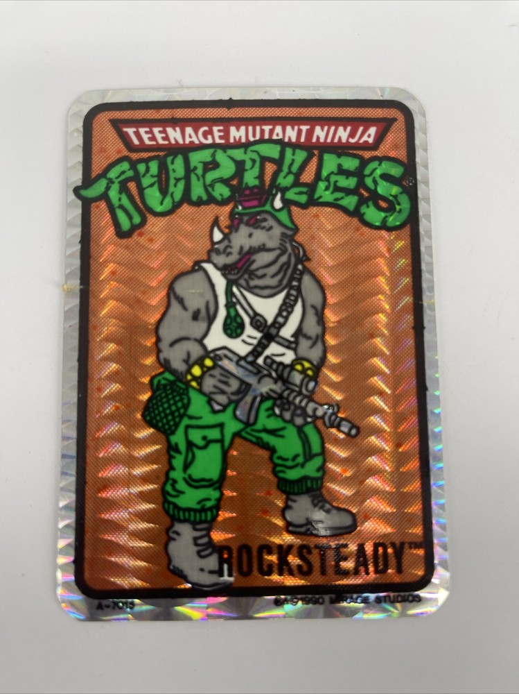 RARE 1990 Teenage Mutant Ninja Turtles Rocksteady Vending Machine Prism Sticker