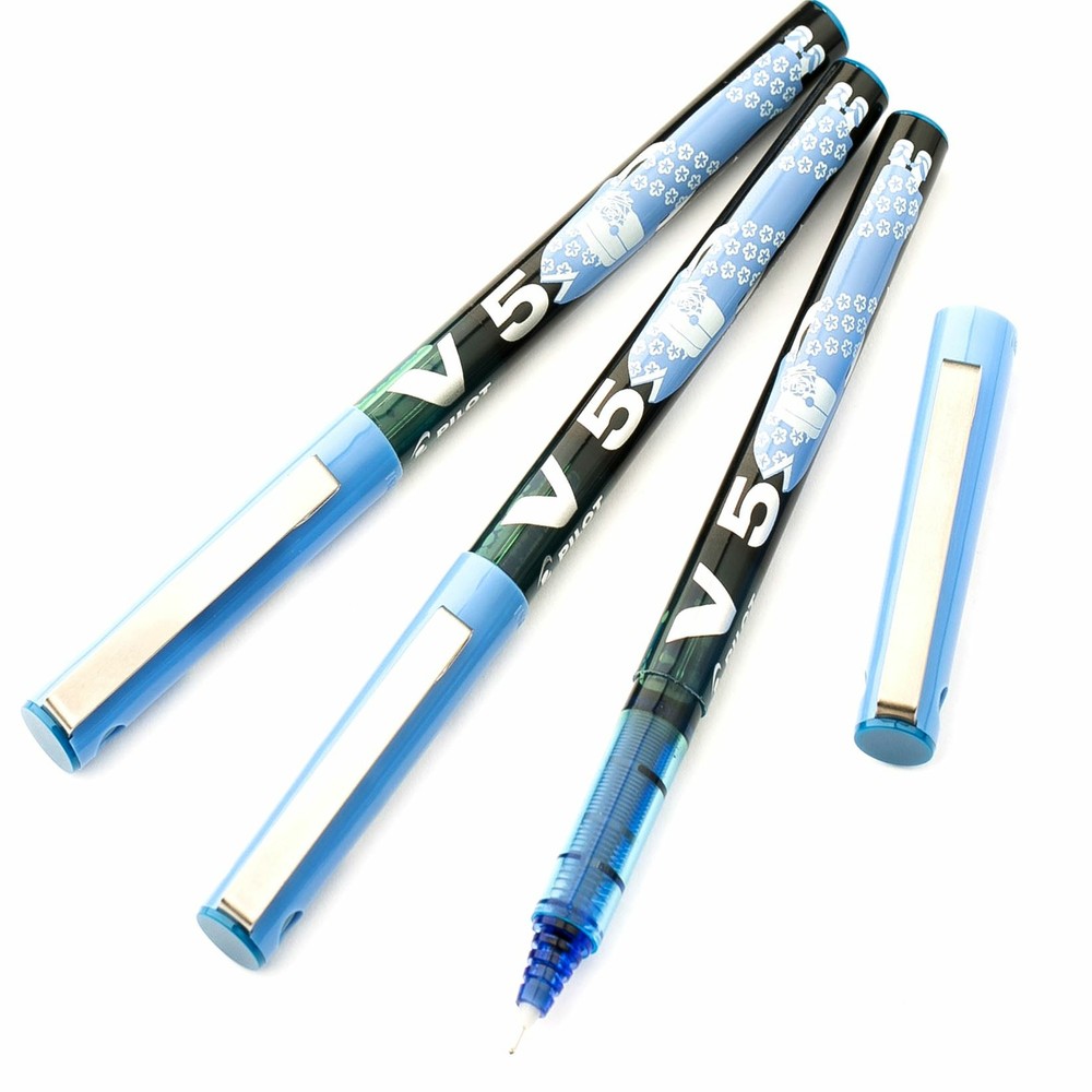 Pilot V5 Collector Hi-Tecpoint Liquid Ink 0.5 Rollerball Pens - Blue - 3 Pack