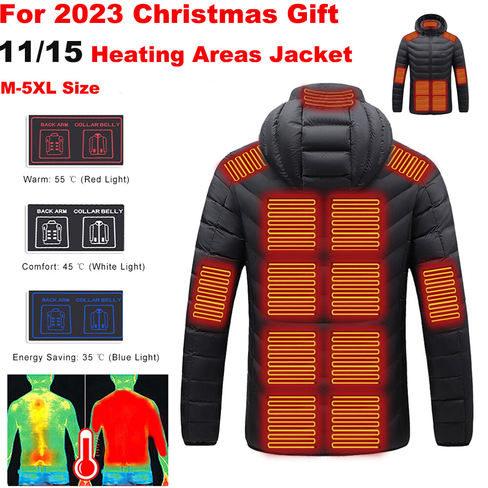 Seasonal Sales!! 11/15 Areas Electric Heating Jackets USB Charge Thermal Coat-image