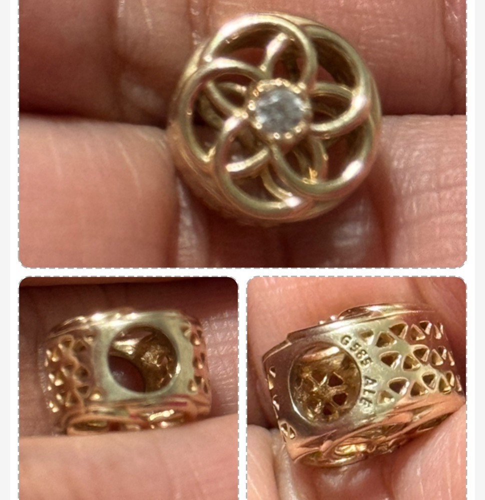 Authentic Pandora 14k Gold Loving Bloom Retired Rare Charm in Yellow Gold