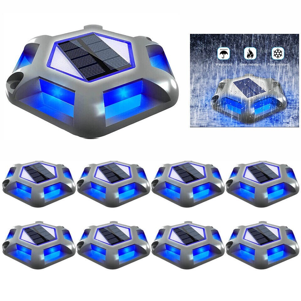 8Pcs Solar Deck Lights Deck Solar Dock LED Light Safety Light for Pathway