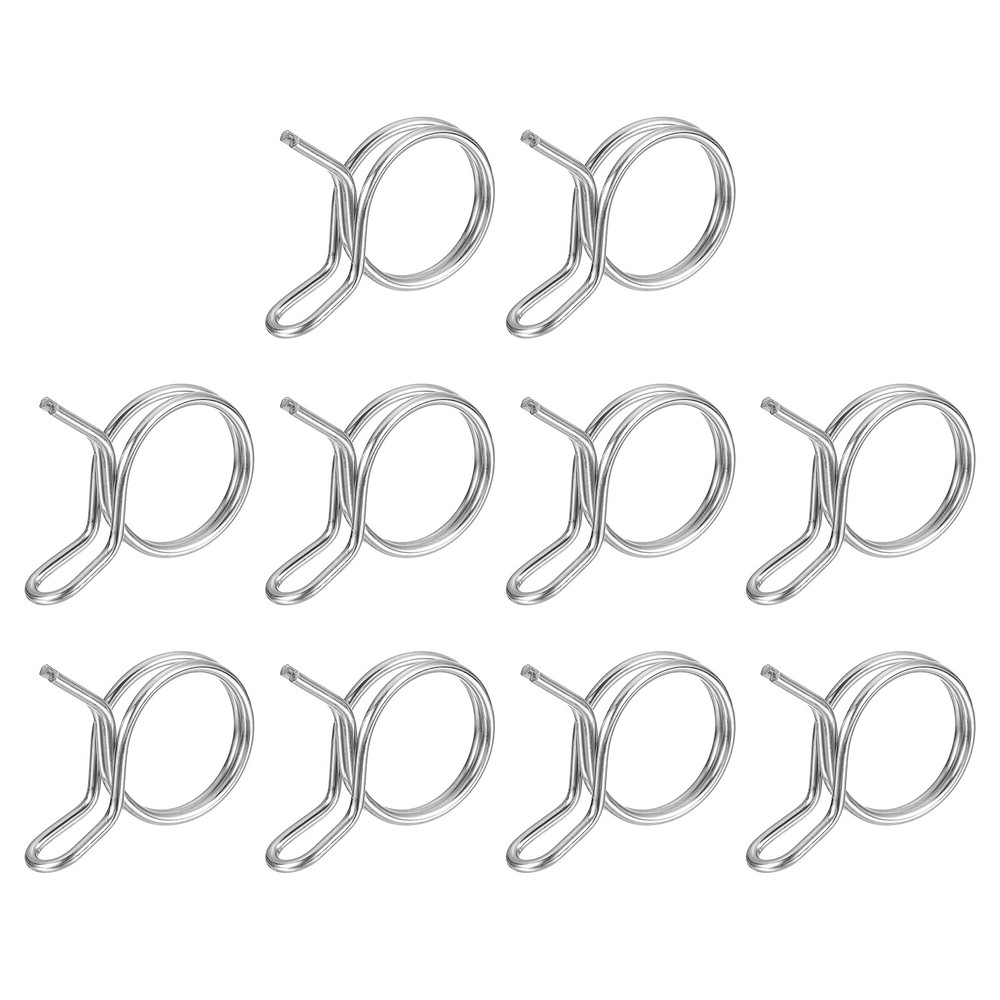 10Pcs 0.79-0.91 Inch Double Wire Spring Hose Clamp, Adjustable Spring Clips