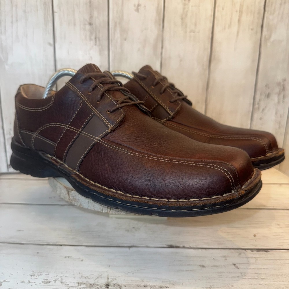 Clarks Espace Oiled Brown Leather Derby Oxford Shoes Men's Size 10 M US